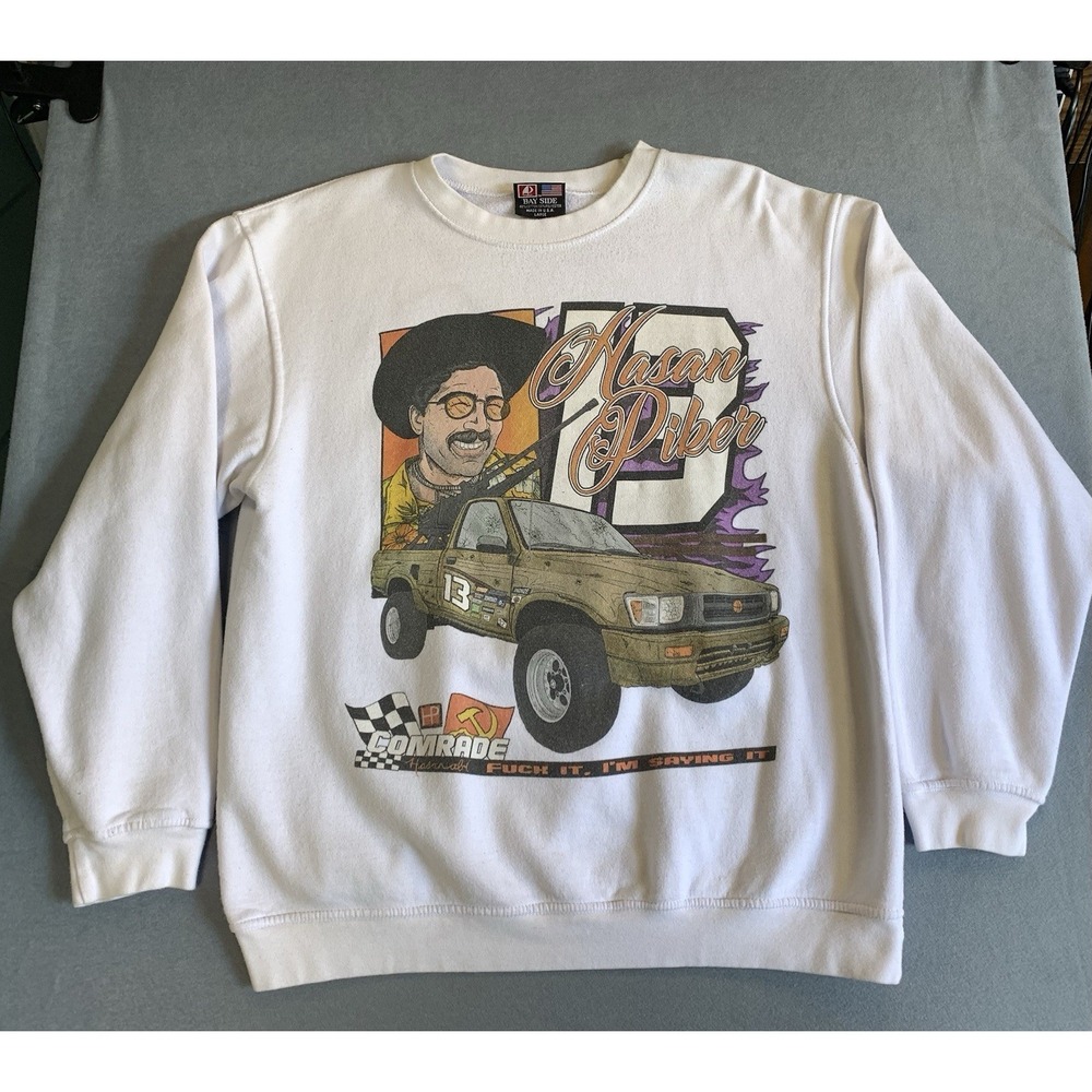 Hasan Piker Racing Crewneck Sweatshirt Sz Merch youtube Podcast Made In USA